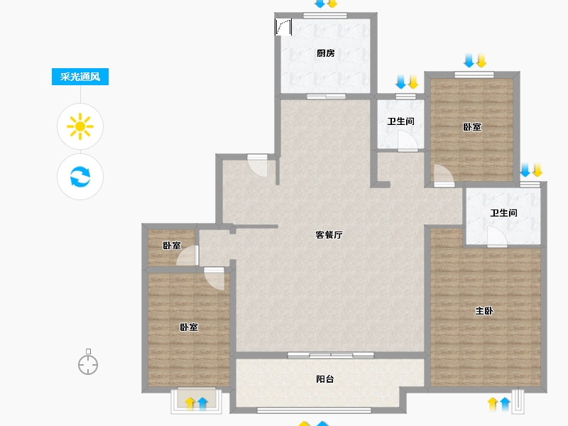 山东省-潍坊市-新城荣樾大都会-168.00-户型库-采光通风