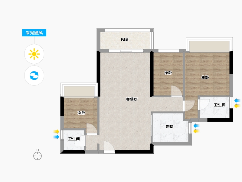 广东省-深圳市-壹城中心-71.00-户型库-采光通风