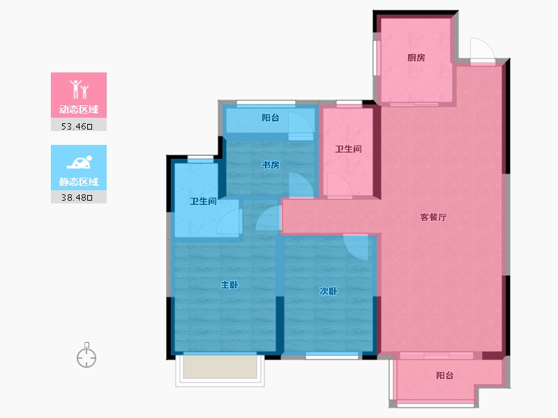 湖南省-娄底市-御江府-88.96-户型库-动静分区