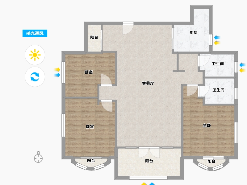 福建省-厦门市-未来海岸浪琴湾(北区) -120.00-户型库-采光通风