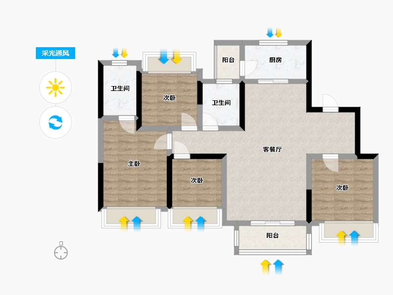 四川省-广元市-锦绣华庭-120.00-户型库-采光通风