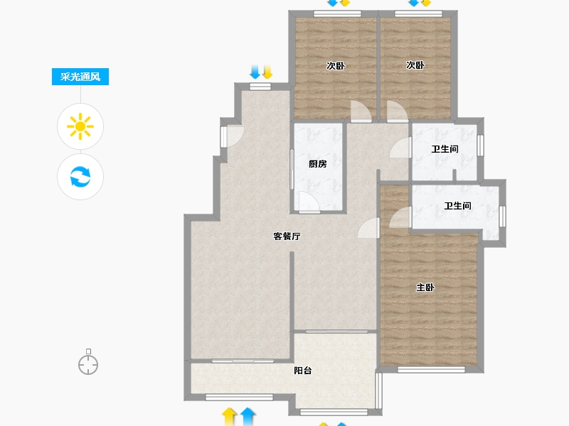 江苏省-南京市-北外滩水城-147.00-户型库-采光通风