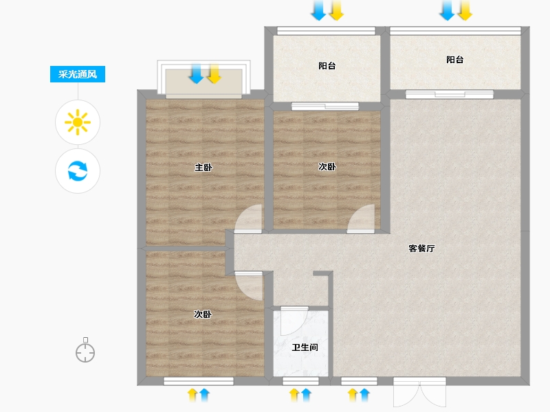 山西省-阳泉市-益智·岭秀华庭-90.00-户型库-采光通风