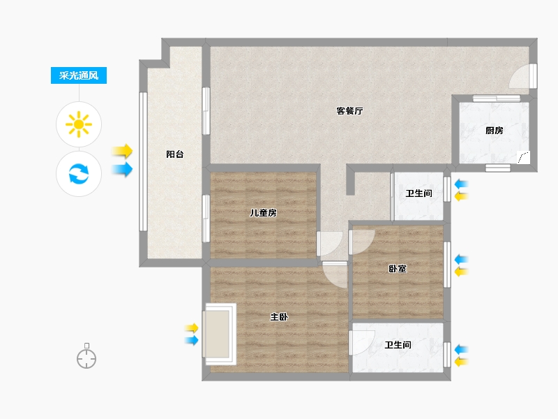 湖南省-湘潭市-碧桂园大学印象-109.00-户型库-采光通风