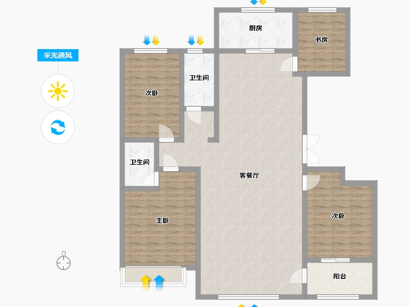 山东省-滨州市-祥和里小区-153.00-户型库-采光通风