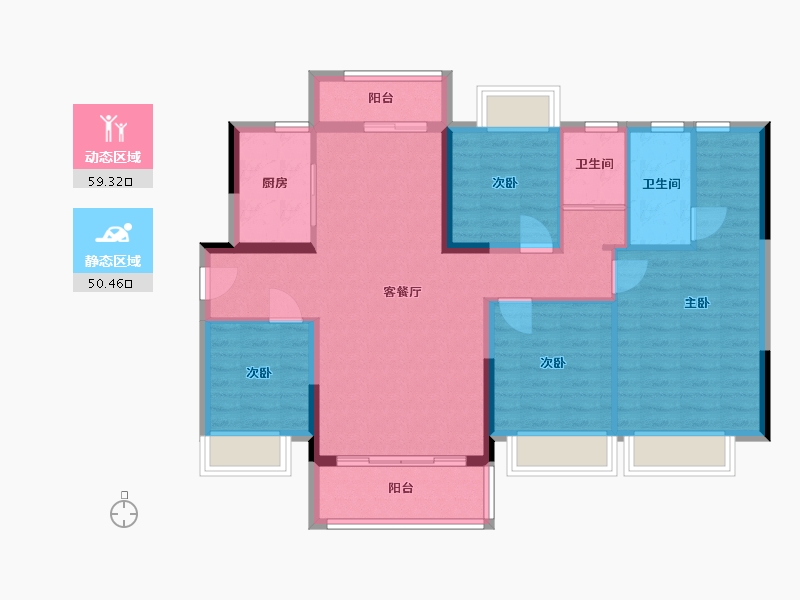 云南省-昆明市-碧桂园御龙半山-105.00-户型库-动静分区