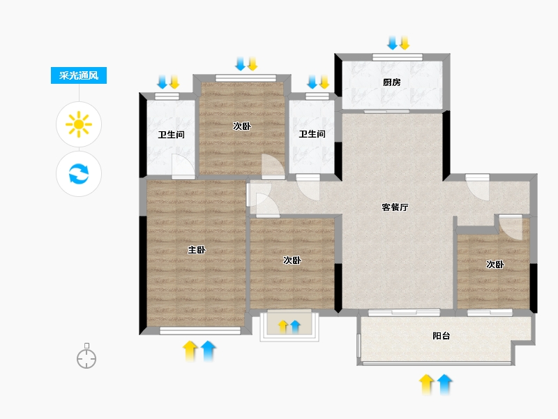 四川省-成都市-天府领地城-95.29-户型库-采光通风