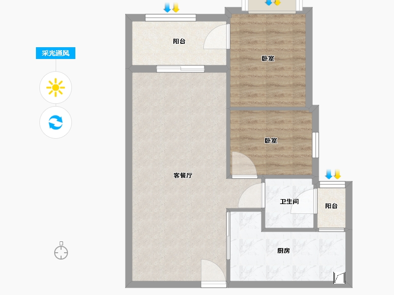 湖北省-襄阳市-九街十八巷-64.00-户型库-采光通风