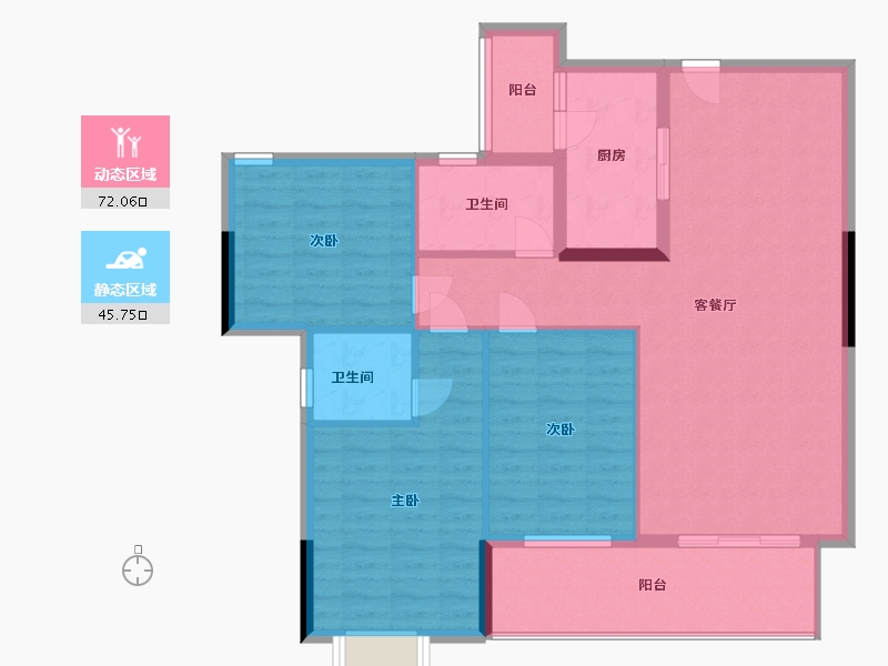 湖北省-随州市-新厉山听涛-107.00-户型库-动静分区