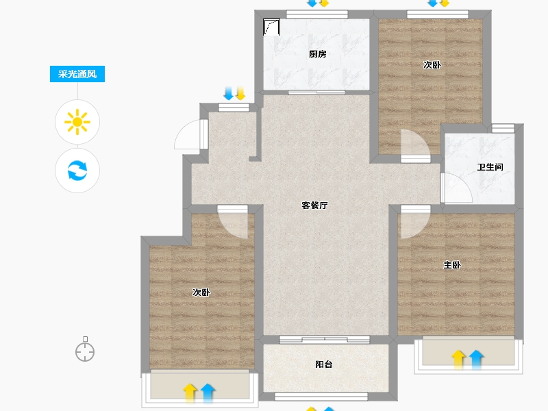 山东省-淄博市-中南紫云集-80.00-户型库-采光通风