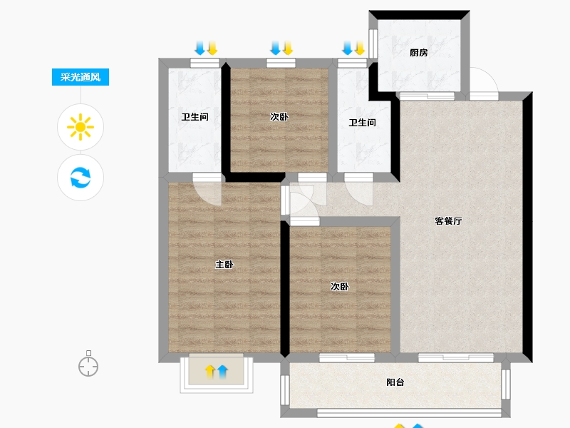 河北省-石家庄市-维多利亚萃峯-88.00-户型库-采光通风