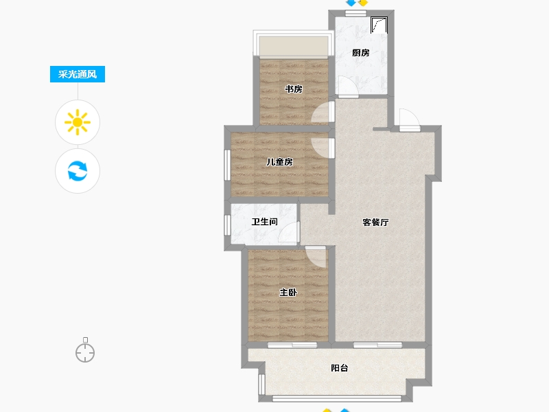 安徽省-阜阳市-保利颍州堂悦-88.00-户型库-采光通风