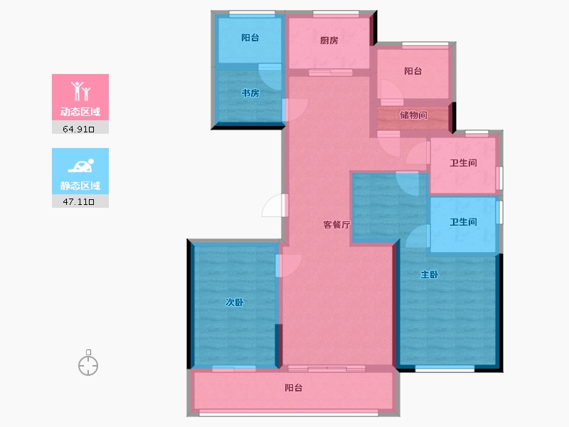 陕西省-西安市-绿城西安全运村4期-101.00-户型库-动静分区