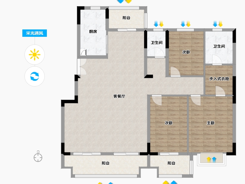 江苏省-泰州市-水岸康城-140.00-户型库-采光通风