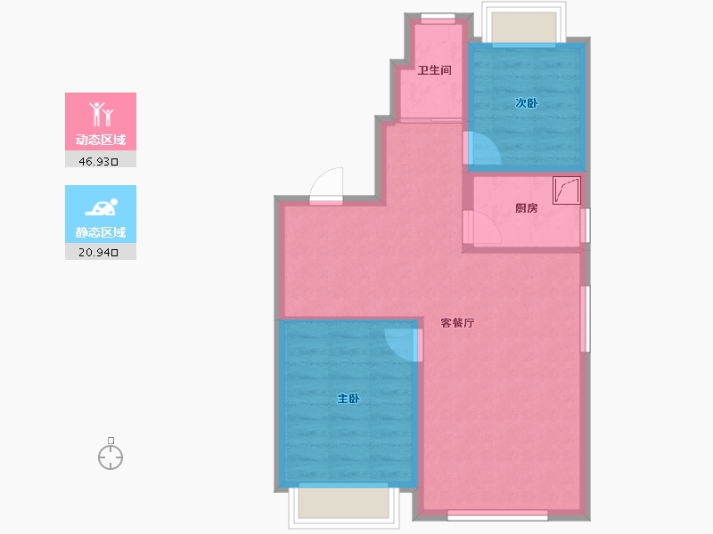 辽宁省-抚顺市-汇银东樾-72.00-户型库-动静分区