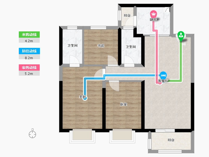 山西省-太原市-东鼎迎泽里-90.00-户型库-动静线