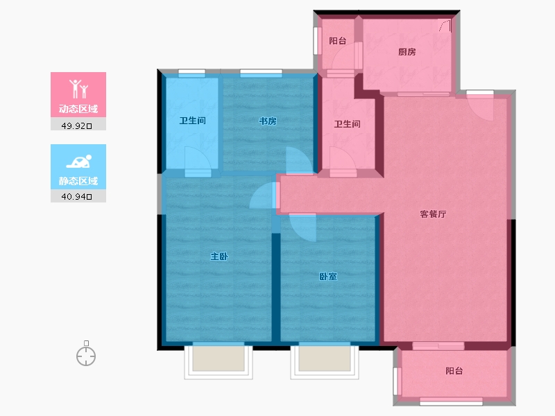 山西省-太原市-东鼎迎泽里-90.00-户型库-动静分区