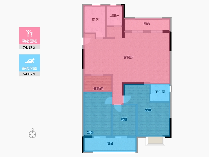 湖南省-长沙市-东原启城-117.00-户型库-动静分区