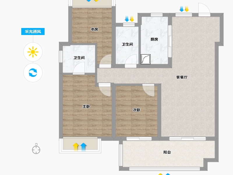 安徽省-阜阳市-保利颍州堂悦-92.00-户型库-采光通风