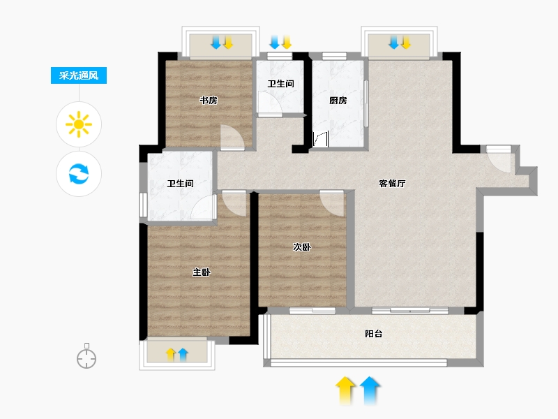 江西省-九江市-赣电荣府-92.00-户型库-采光通风