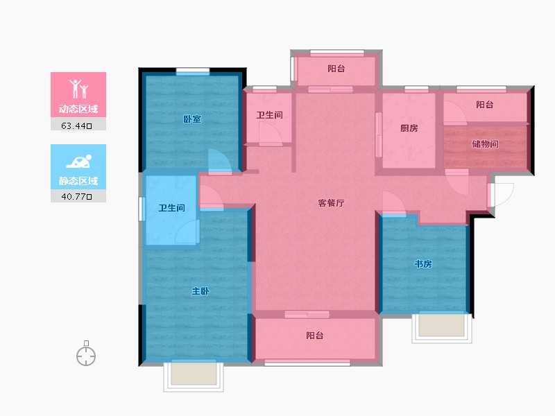 湖南省-长沙市-五矿春和景园-117.00-户型库-动静分区