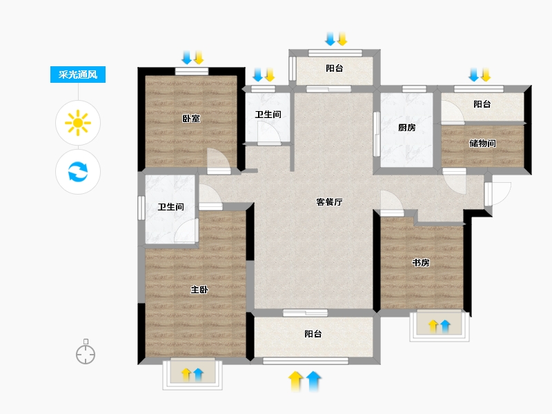 湖南省-长沙市-五矿春和景园-117.00-户型库-采光通风