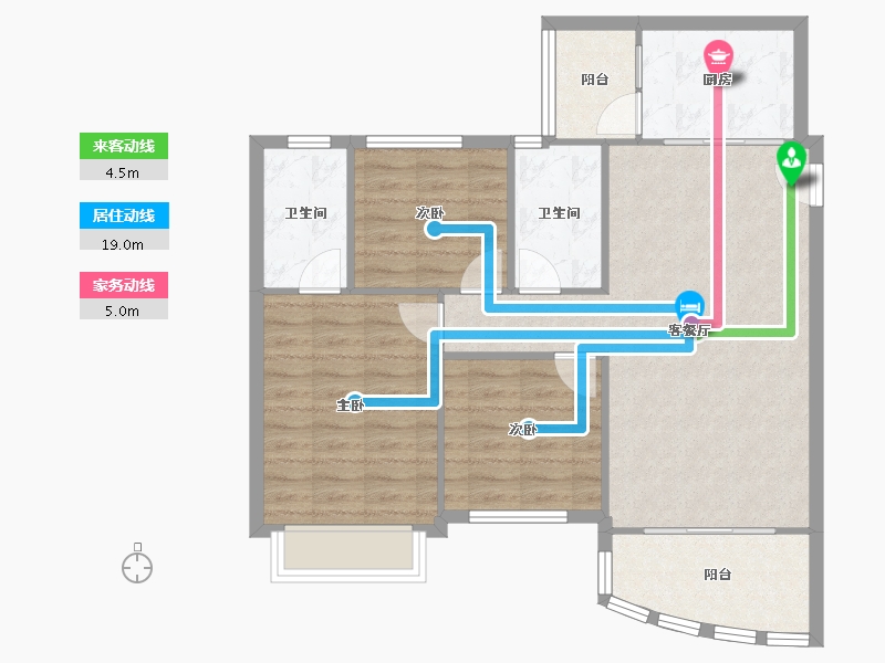 广东省-广州市-新塘新世界花园-88.89-户型库-动静线