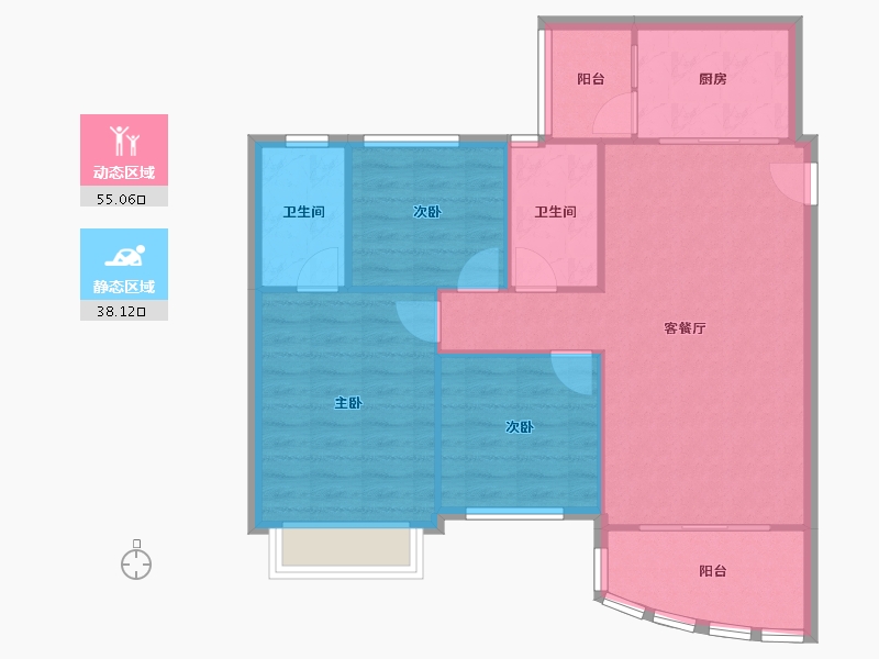 广东省-广州市-新塘新世界花园-88.89-户型库-动静分区