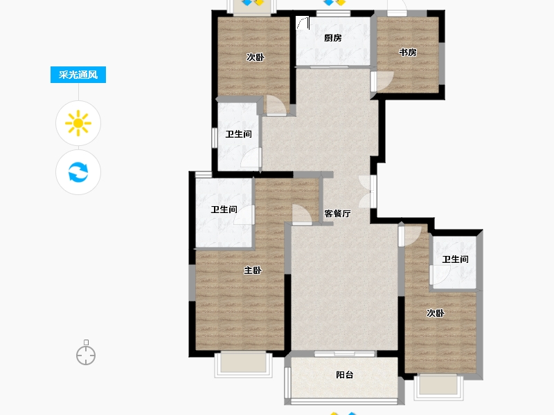 湖北省-武汉市-琨御府-150.00-户型库-采光通风