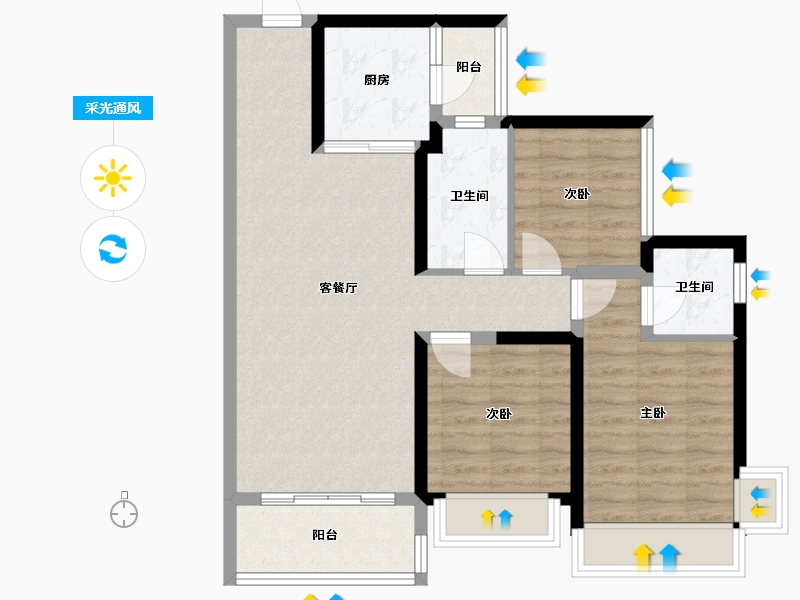 广东省-珠海市-铁建梧桐苑-80.00-户型库-采光通风