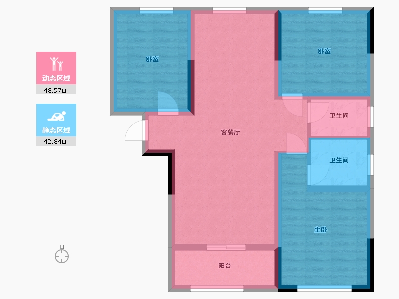 贵州省-贵阳市-俊发城-88.86-户型库-动静分区