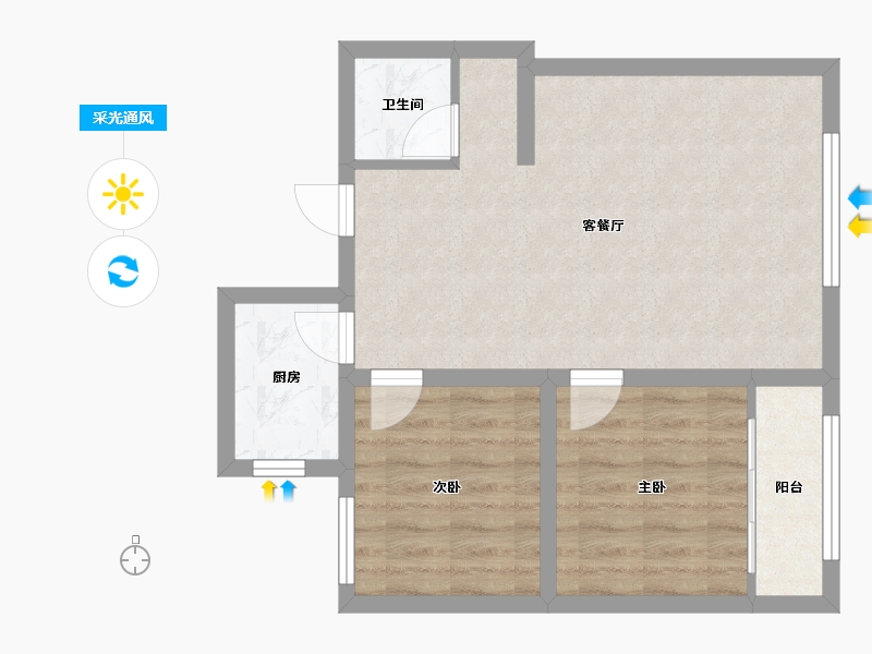 河北省-张家口市-天润园东区-66.46-户型库-采光通风