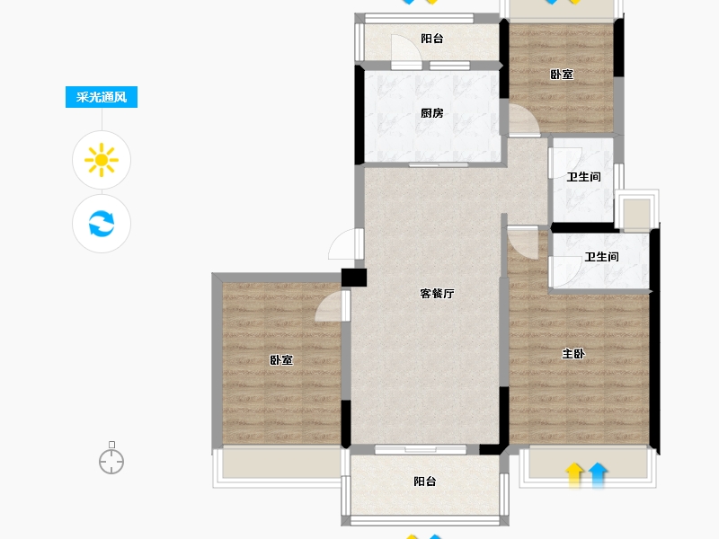 广西壮族自治区-柳州市-碧桂园·祥鹿城-103.00-户型库-采光通风