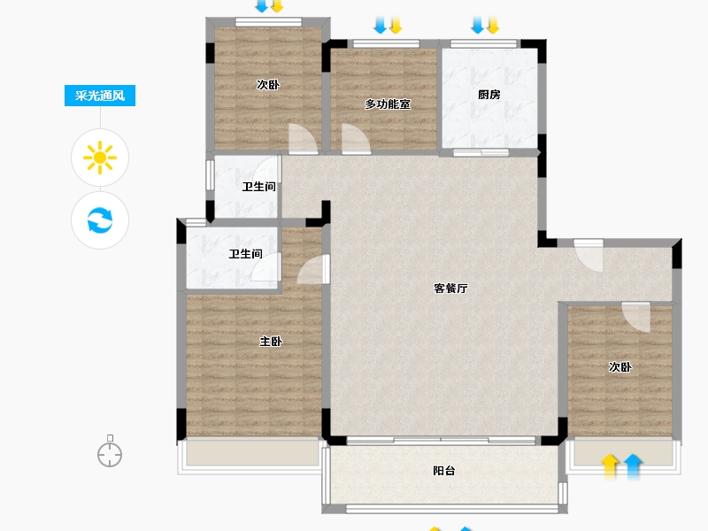 河南省-驻马店市-碧桂园天御府-96.00-户型库-采光通风