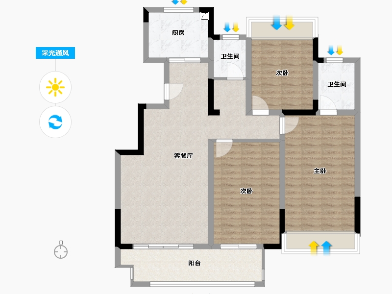 江苏省-淮安市-报业新城-166.00-户型库-采光通风