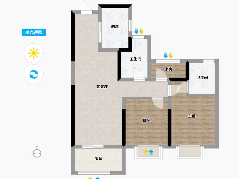 浙江省-温州市-金雅苑-77.00-户型库-采光通风