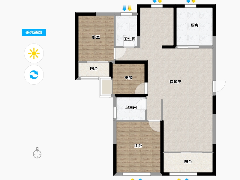 山东省-济南市-碧桂园翡翠雅郡-114.00-户型库-采光通风