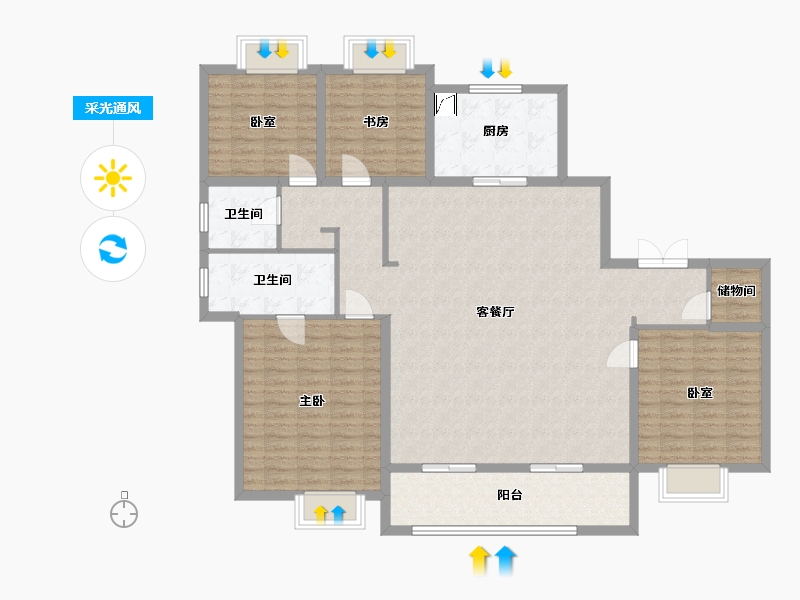 江苏省-徐州市-万科翡翠天地-150.00-户型库-采光通风