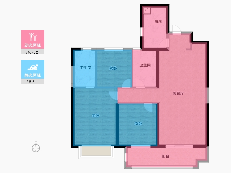 湖北省-武汉市-旭辉江悦府-84.60-户型库-动静分区