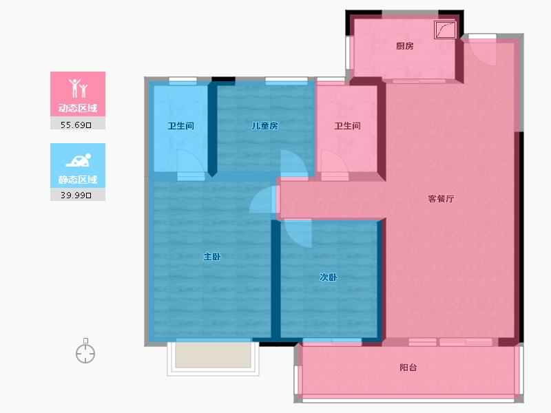 湖北省-襄阳市-蓝光·铭江半岛-90.00-户型库-动静分区