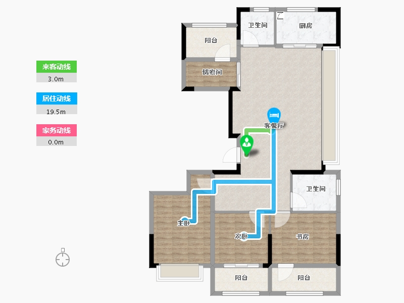 浙江省-绍兴市-万科君望-128.39-户型库-动静线