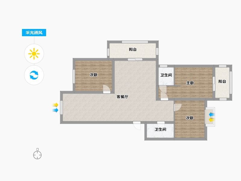 山西省-太原市-和平里-109.00-户型库-采光通风