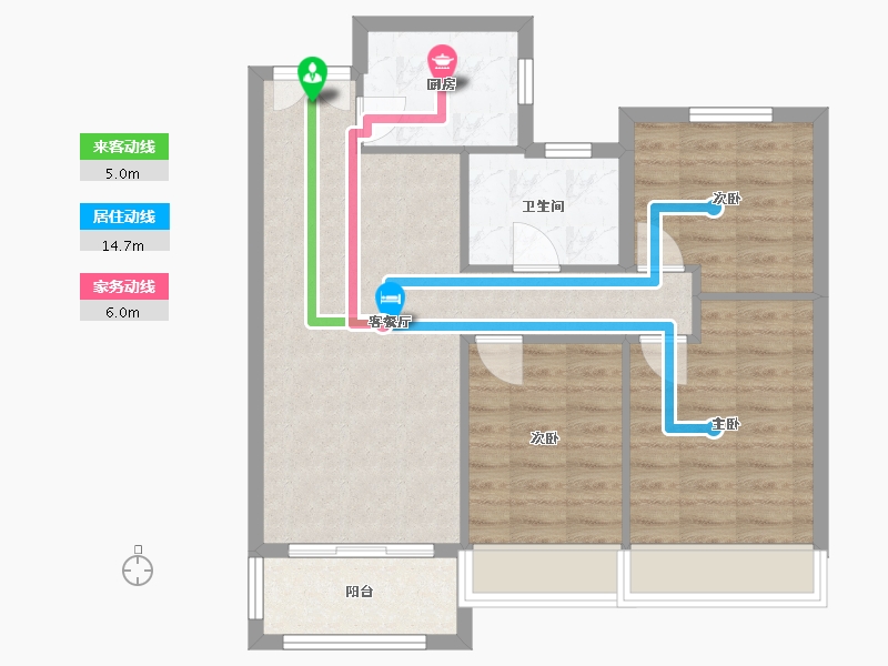 河南省-郑州市-清华·大溪地-11号院-73.80-户型库-动静线