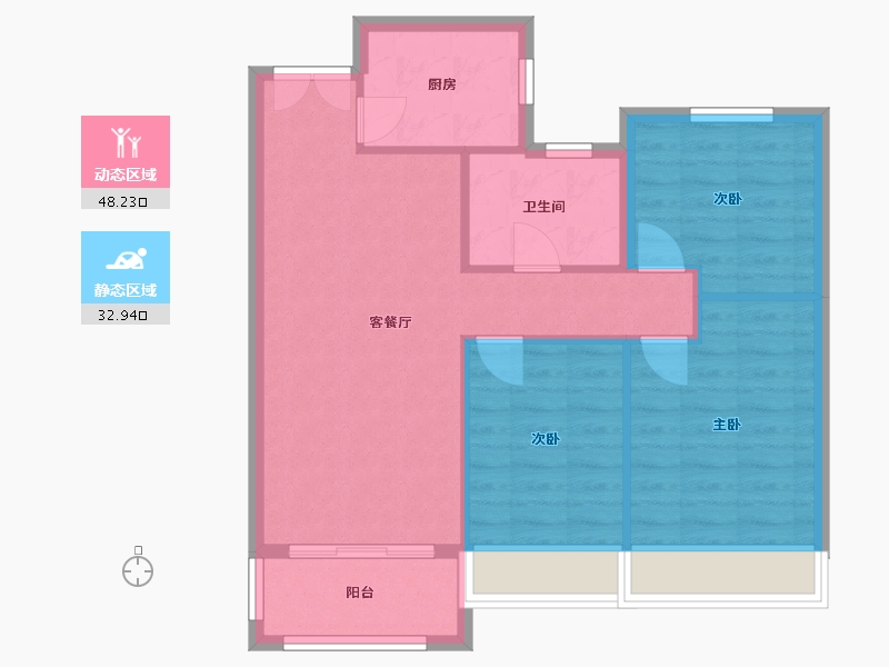 河南省-郑州市-清华·大溪地-11号院-73.80-户型库-动静分区