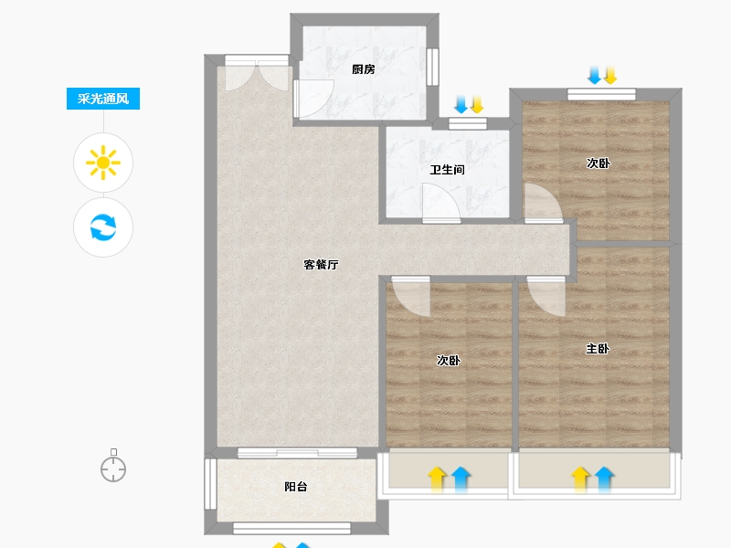 河南省-郑州市-清华·大溪地-11号院-73.80-户型库-采光通风