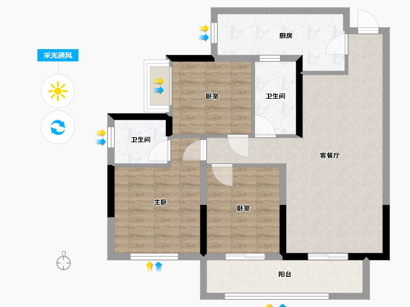 四川省-内江市-荣威名城-85.00-户型库-采光通风