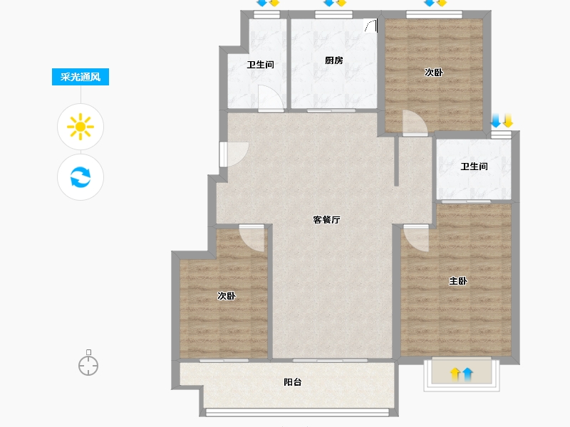 河北省-邯郸市-云樾天著-100.27-户型库-采光通风