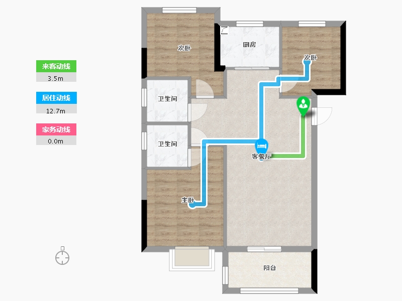 福建省-福州市-禹洲融信·CONE玺湾-75.66-户型库-动静线