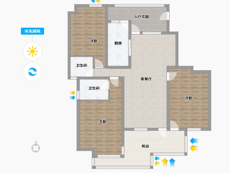 山东省-日照市-御景东方-131.80-户型库-采光通风