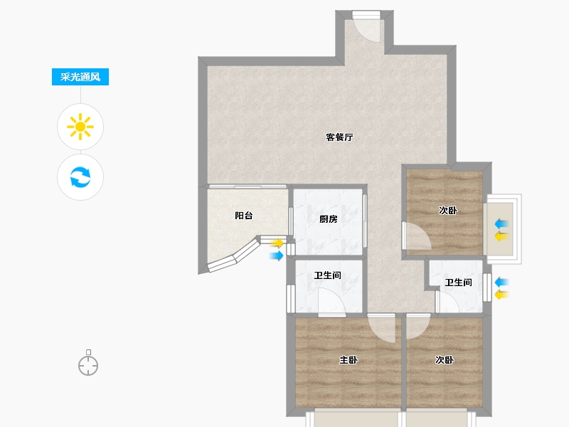 广东省-深圳市-华晖云门-61.00-户型库-采光通风